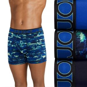 Jockey Chafe Proof Pouch Microfiber 6" Boxer Brief - 3 Pack in Blues LG NWT